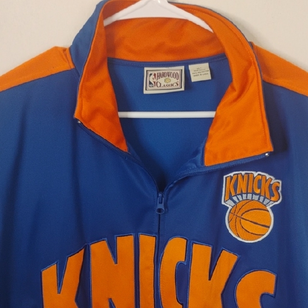 Hardwood Classic NBA Knicks Blue and Orange Zip-Up Sweater XL Tall - Picture 5 of 6